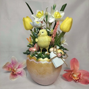 Csibe nárciszokkal - Meska.hu