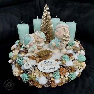 Mackók karácsonya, Karácsony, Adventi díszek, Adventi asztaldísz, Virágkötés, MESKA