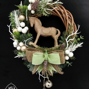 Hintalovas ajtódísz - karácsony - karácsonyi lakásdekoráció - karácsonyi ajtódíszek - Meska.hu