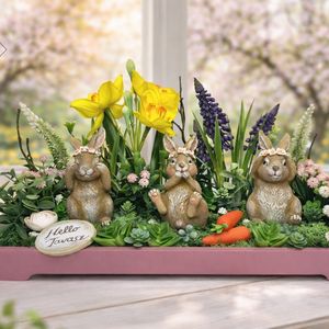 Nyuszis tavaszi asztaldísz - ünnepi díszek, dekorációk - húsvéti díszek és dekorációk - húsvéti virágos díszek - Meska.hu