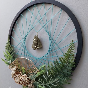 Páfrányos fali dekor pirittel - otthon & életmód - dekoráció - fali és függő dekoráció - falra akasztható dekor - Meska.hu