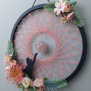 Cicás fali dísz rózsakvarccal - otthon & életmód - dekoráció - fali és függő dekoráció - falra akasztható dekor - Meska.hu