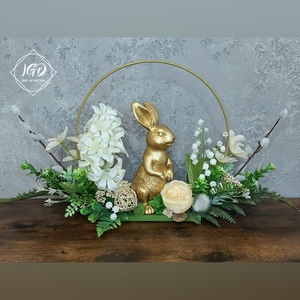 Elegáns arany nyuszi, Otthon & Életmód, Dekoráció, Asztal és polc dekoráció, Asztaldísz, Virágkötés, MESKA