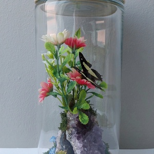 Lepke-ásvány kompozíció - otthon & életmód - dekoráció - asztal és polc dekoráció - asztaldísz - Meska.hu