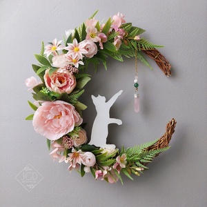 Lunar Cats - Bloom, Otthon & Életmód, Dekoráció, Ajtó- és ablak dekoráció, Ajtódísz & Kopogtató, Virágkötés, Festett tárgyak, MESKA