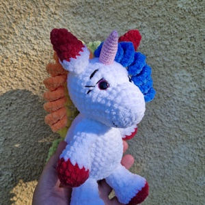 Szivárvány unikornis - horgolt amigurumi plüss - játék & sport - plüssállat & játékfigura - unikornis - Meska.hu