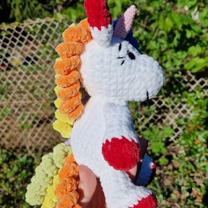 Szivárvány unikornis - horgolt amigurumi plüss - játék & sport - plüssállat & játékfigura - unikornis - Meska.hu