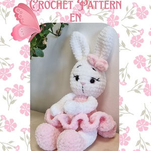 Balerina nyuszi PDF minta � Amigurumi nyúl horgolási útmutató - diy (csináld magad) - szabásminta, útmutató - horgolási minta - Meska.hu