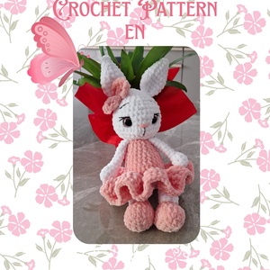 Balerina nyuszi PDF minta � Amigurumi nyúl horgolási útmutató - diy (csináld magad) - szabásminta, útmutató - horgolási minta - Meska.hu