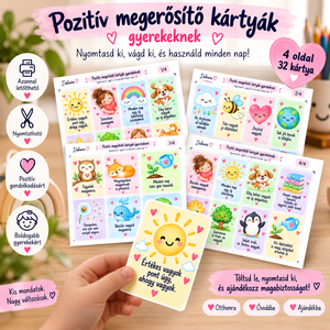 Pozitív megerősítő kártyák gyerekeknek � 32 nyomtatható önbizalom-erősítő kártya - Meska.hu
