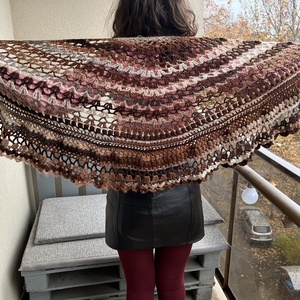 Barna horgolt kendő és barett - ruha & divat - sál, sapka, kendő - sapka & sál szett - Meska.hu