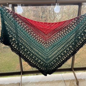 Piros-türkiz horgolt kendő - ruha & divat - sál, sapka, kendő - vállkendő - Meska.hu