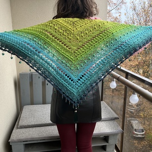 Lime-türkiz horgolt kendő - ruha & divat - sál, sapka, kendő - vállkendő - Meska.hu