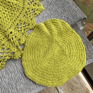 Lime zöld horgolt kendő és barett - ruha & divat - sál, sapka, kendő - sapka & sál szett - Meska.hu