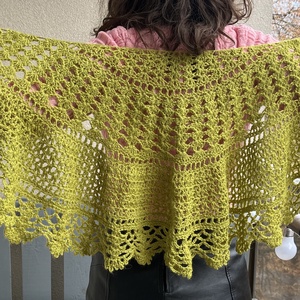 Lime zöld horgolt kendő és barett - Meska.hu