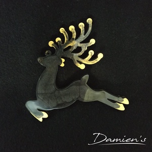 Epoxi rénszarvas karácsonyfadísz - fekete/arany színű - Meska.hu