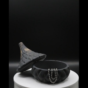 Ásványgyanta ékszertartó fedővel - Szürke / arany - Meska.hu