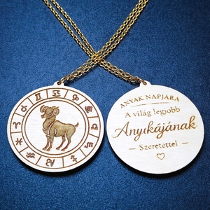 Anyák napi horoszkópos nyaklánc � Kos medál, 18K aranyozott nemesacél lánccal, Ékszer, Nyaklánc, Medálos nyaklánc, Ékszerkészítés, Gravírozás, pirográfia, MESKA