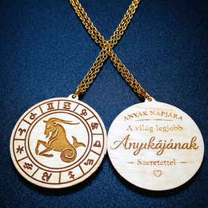 Anyák napi horoszkópos nyaklánc � Bak medál, 18K aranyozott nemesacél lánccal, Ékszer, Nyaklánc, Medálos nyaklánc, Ékszerkészítés, Gravírozás, pirográfia, MESKA