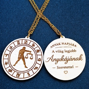 Anyák napi horoszkópos nyaklánc � Mérleg medál, 18K aranyozott nemesacél lánccal, Ékszer, Nyaklánc, Medálos nyaklánc, Ékszerkészítés, Gravírozás, pirográfia, MESKA