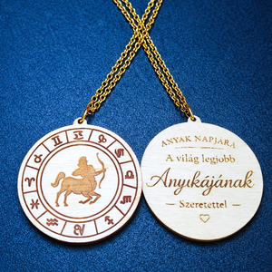Anyák napi horoszkópos nyaklánc � Nyilas medál, 18K aranyozott nemesacél lánccal - Meska.hu