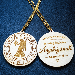 Anyák napi horoszkópos nyaklánc � Szűz medál, 18K aranyozott nemesacél lánccal - Meska.hu
