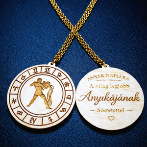 Anyák napi horoszkópos nyaklánc � Vízöntő medál, 18K aranyozott nemesacél lánccal - Meska.hu