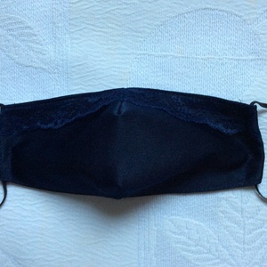 Szatén sötétkék,s.kékcsipkés maszk, Ruha & Divat, Maszk, Arcmaszk, Női, Varrás, MESKA