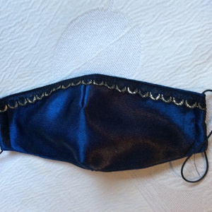 Szatén sötétkék,fekete-arany csipkés maszk, Ruha & Divat, Maszk, Arcmaszk, Női, Varrás, MESKA