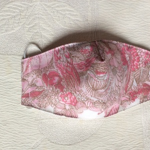 Pinkvirágos textil maszk - ruha & divat - maszk, arcmaszk - női - Meska.hu