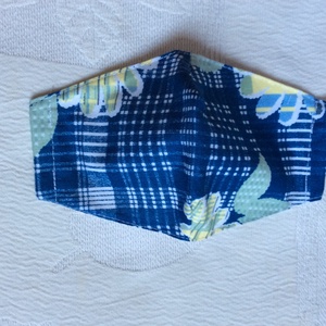Zöldvirágos,kékkock�s textil maszk, Ruha & Divat, Maszk, Arcmaszk, Női, Varrás, MESKA