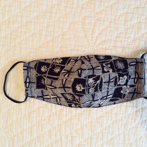 Szürke-fekete ,fehérvirágos maszk , Ruha & Divat, Maszk, Arcmaszk, Női, Varrás, MESKA