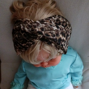 Leopárd mintás csavart elejű fejpánt, Esküvő, Hajdísz, Hajpánt, Varrás, MESKA