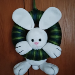 Nyuszi ajtódisz, Játék & Sport, Plüssállat & Játékfigura, Más figura, Horgolás, Varrás, MESKA