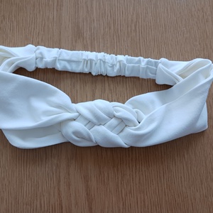 Fonott elejű fehér, fejpánt, Esküvő, Hajdísz, Hajpánt, Varrás, MESKA