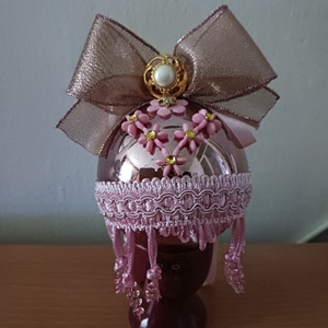 Rosegold diszitett gömb, Karácsony, Karácsonyi lakásdekoráció, Karácsonyfadíszek, , MESKA