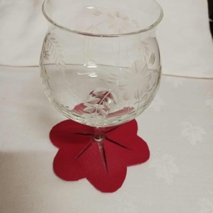 Piros pohár alátét talpaspohárra, , Decoupage, transzfer és szalvétatechnika, MESKA