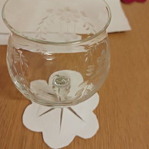 Fehér pohár alátét talpaspohárra, , Decoupage, transzfer és szalvétatechnika, MESKA