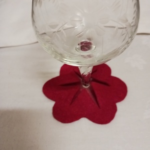 Piros filc,pohár alátét talpaspohárra, , Decoupage, transzfer és szalvétatechnika, MESKA