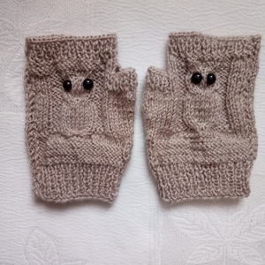 Baglyos bézs kesztyű , Ruha & Divat, Sál, Sapka, Kendő, Kesztyű, Kötés, MESKA