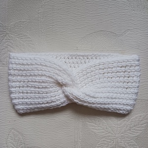 Fehér horgolt fejpánt - Meska.hu