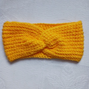 Sárga horgolt fejpánt - Meska.hu