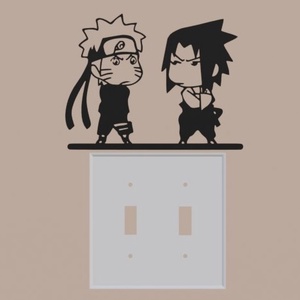 Naruto és Sasuke páros kapcsolódísz  3D nyomtatott, PLA, kb. 67 cm, játékos villanykapcsoló dekoráció - otthon & életmód - dekoráció - fali és függő dekoráció - falra akasztható dekor - Meska.hu