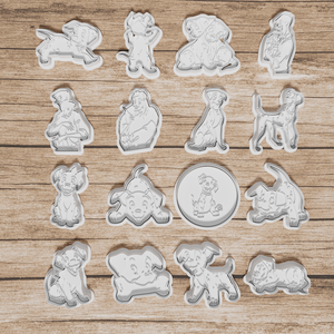 101 kiskutya inspirálta 16 darabos sütikiszúró szett - 3D nyomtatott, egyedi, nyomat+vágó páros, Otthon & Életmód, Konyhafelszerelés, tálalás, Sütés, főzés, Sütikiszúró, Mindenmás, Újrahasznosított alapanyagból készült termékek, MESKA