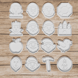Hófehérke és a hét törpe inspirálta 16 darabos sütikiszúró szett - 3D nyomtatott, egyedi, nyomat+vágó páros - otthon & életmód - konyhafelszerelés, tálalás - sütés, főzés - sütikiszúró - Meska.hu
