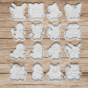 Pokemon inspirálta 16 darabos sütikiszúró szett - 3D nyomtatott, egyedi, nyomat+vágó páros - Meska.hu