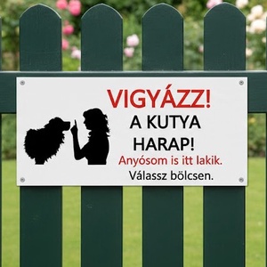 Vigyázz a kutya harap tábla Vicces kutyás figyelmeztető tábla kapura  3D nyomtatott, egyedi felirattal is, Otthon & Életmód, Ház & Kert, Kutyatábla, Mindenmás, MESKA