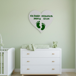 Egyedi 3D Nyomtatott Szív Névtábla � Születési Adatokkal, 3D Falidekoráció Gyerekszobába - baba - mama - babaszoba dekoráció - baba névtábla - Meska.hu