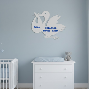 Egyedi 3D Nyomtatott Gólya Névtábla � Születési Adatokkal, 3D Falidekoráció Gyerekszobába - baba - mama - babaszoba dekoráció - baba névtábla - Meska.hu