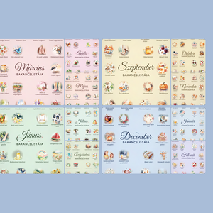 12 Hónapos Bakancslista Gyűjtemény - Nyomtatható A4 PNG - Akvarell Illusztrációk - otthon & életmód - papír, írószer - naptár & tervező - Meska.hu